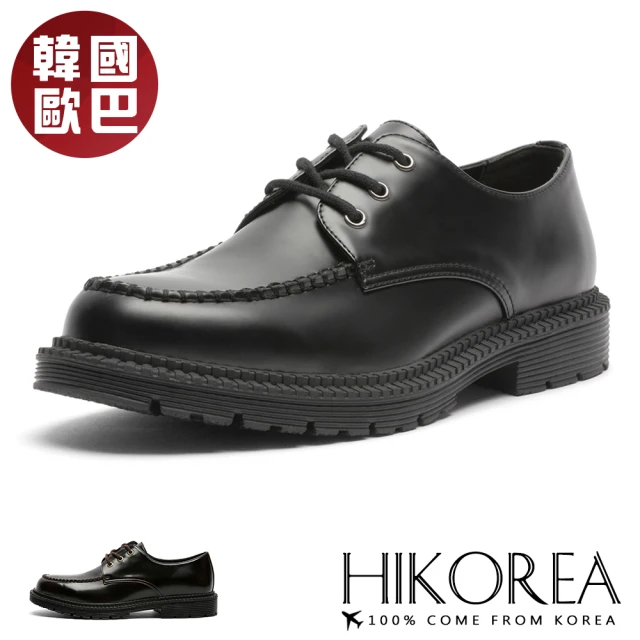 【HIKOREA】韓國空運。倫敦故事縫線綁帶3CM休閒皮鞋/版型偏小(73-457共2色/現+預)