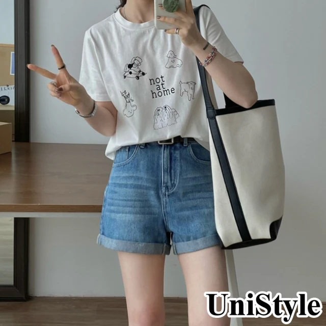 UniStyle 韓版短袖T恤 可愛手繪風上衣 女 UP1660(白)