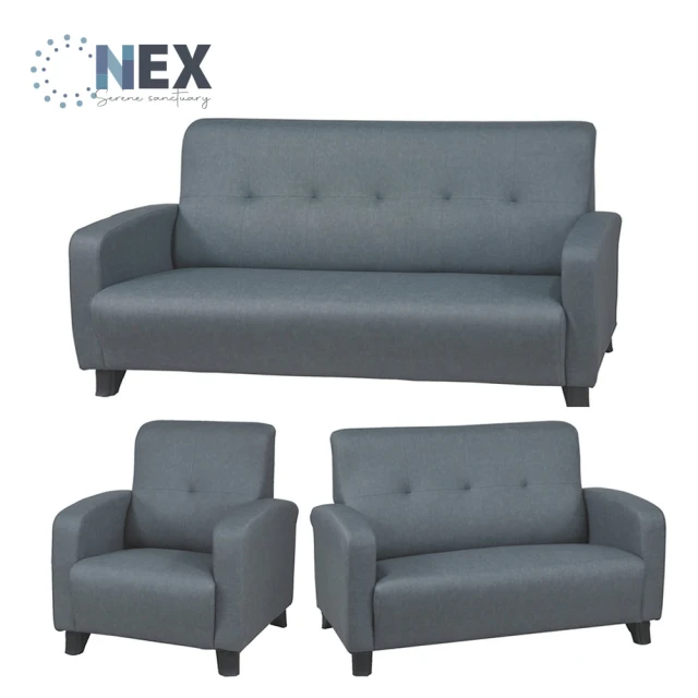 【NEX】時尚復古 1+2+3整組沙發 布紋皮 灰色沙發(皮沙發/沙發/多人位沙發)