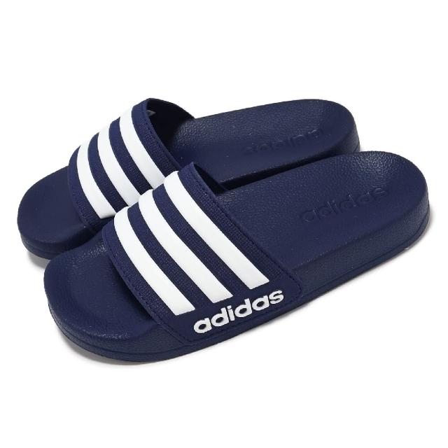 【adidas 愛迪達】涼拖鞋 Adilette Shower K 中童 藍 白 小朋友 一片拖 休閒鞋 愛迪達 IF5978 