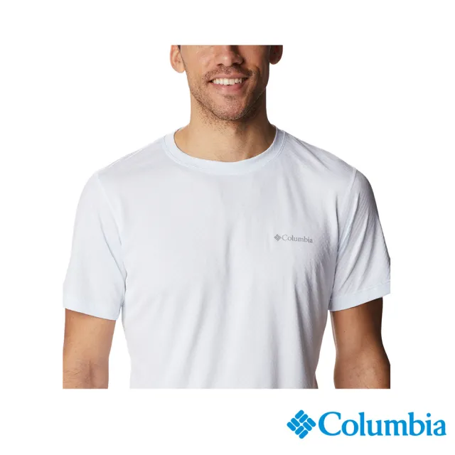 【Columbia 哥倫比亞 官方旗艦】男款-Zero Rules™涼感快排短袖上衣-白色(UAE60840WT/IS)