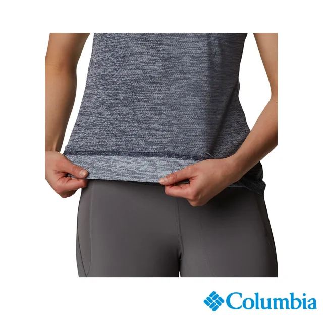 【Columbia 哥倫比亞 官方旗艦】女款-Alpine Chill™涼感快排短袖上衣-深藍(UAK35110NY/IS)