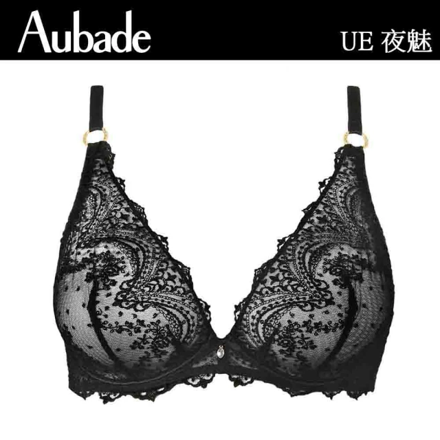 【Aubade】夜魅奢華刺繡蕾絲水滴內衣 性感內衣 法國進口 女內衣(UE-黑)