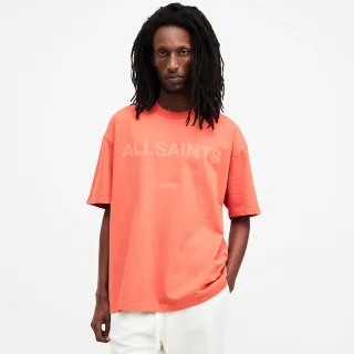 【ALLSAINTS】LASER 厚實純棉寬鬆LOGO短袖T恤-橘 MG503Z(寬鬆版型)