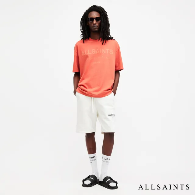 【ALLSAINTS】LASER 厚實純棉寬鬆LOGO短袖T恤-橘 MG503Z(寬鬆版型)