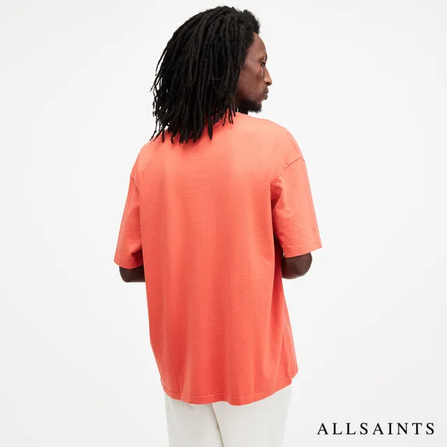 【ALLSAINTS】LASER 厚實純棉寬鬆LOGO短袖T恤-橘 MG503Z(寬鬆版型)
