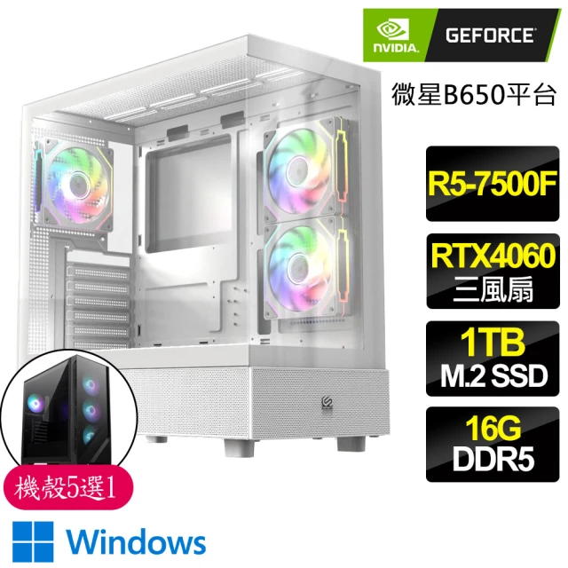 【NVIDIA】R5六核 Geforce RTX4060 3X WiN11{沉靜}電競電腦(R5-7500F/B650/16G D5/1TB)
