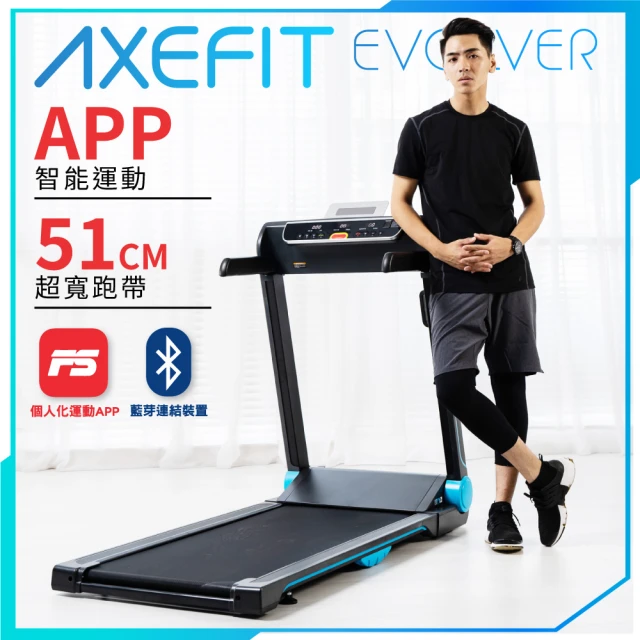 【well-come 好吉康】AXEFIT進化者2 電動折疊跑步機 51cm大跑道(免安裝跑步機/健走機/藍芽喇叭/專屬APP)