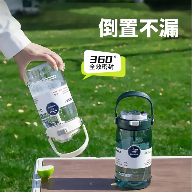 【Dodge 2入組】Tritan材質大容量運動水壺 便攜彈跳蓋雙飲口水瓶 密封防漏太空杯 戶外登山杯1600ml