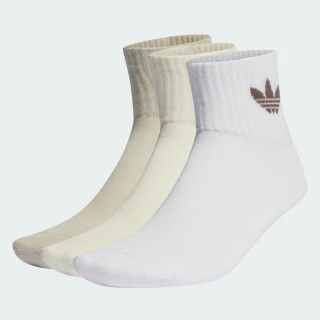 【adidas 愛迪達】襪子 中筒襪 運動襪 3雙組 MID ANKLE SCK 白米卡其 IU2699