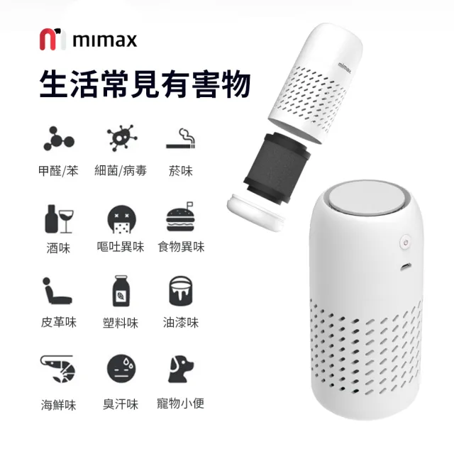 【小米有品】米覓 mimax 便攜車用空氣淨化器(淨化器 空氣淨化器 車用芳香 車用 清淨機)