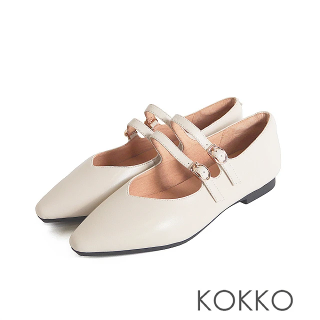 KOKKO 集團 甜美柔軟羊皮隨妳彎瑪莉珍鞋(白色)