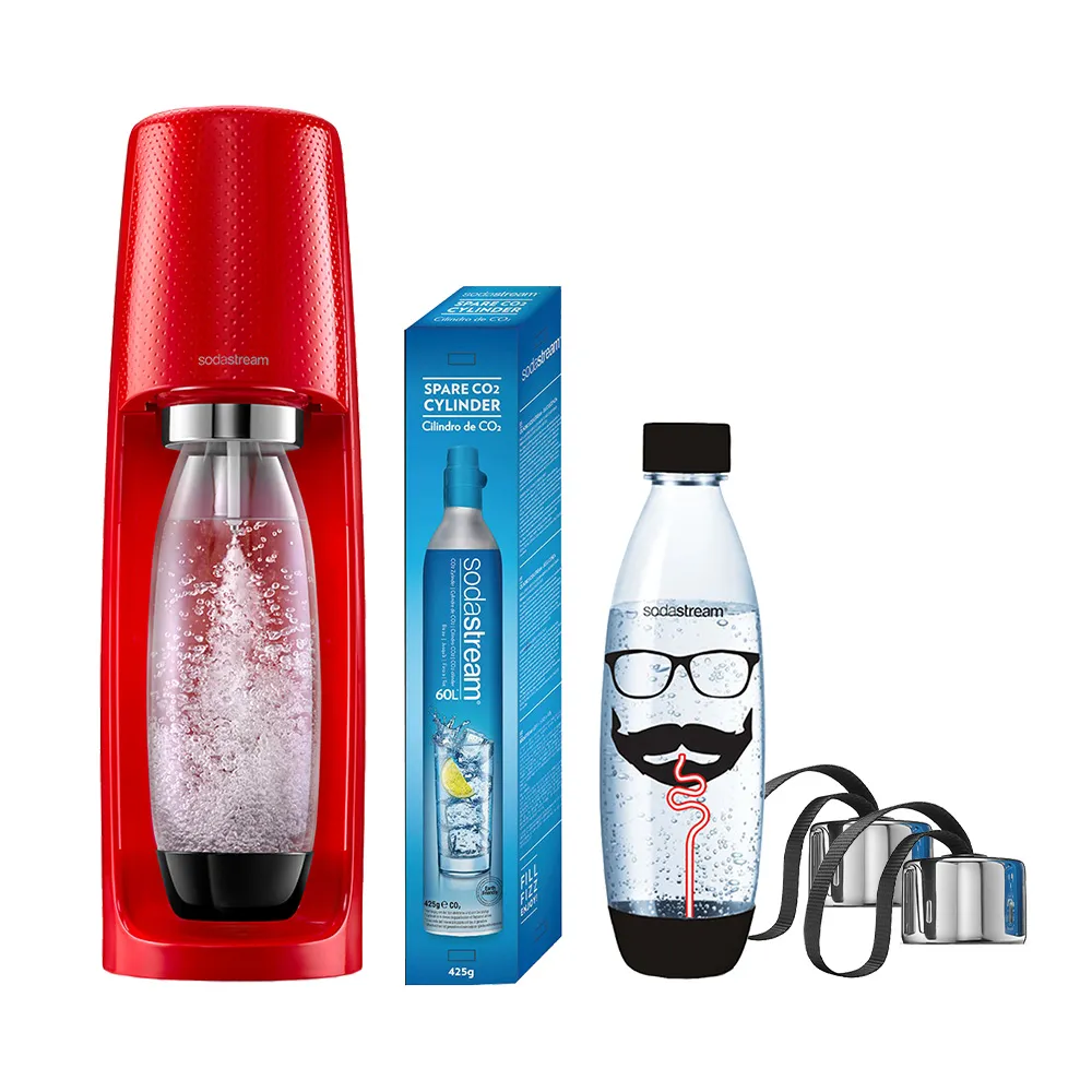 【Sodastream-全配組】時尚風自動扣瓶氣泡水機 Spirit(加碼送鋼瓶+水瓶+瓶蓋)