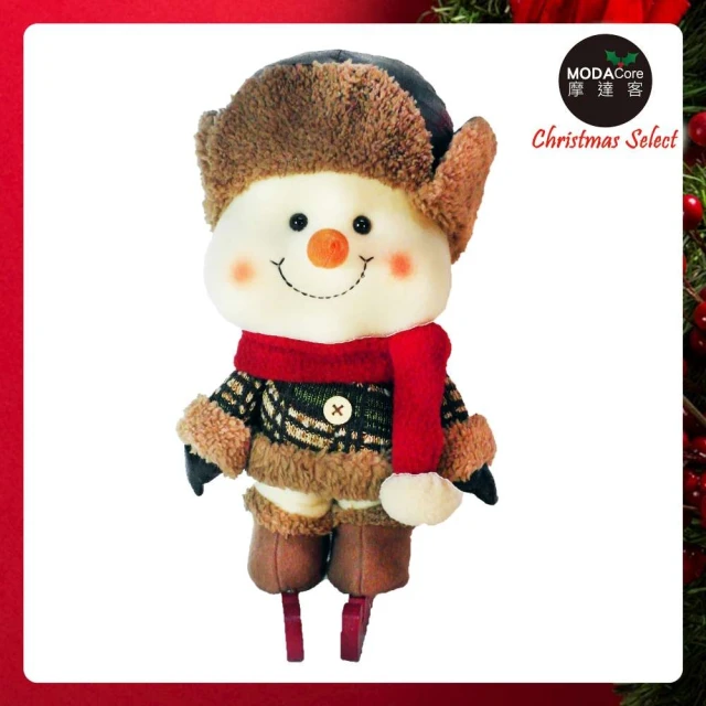 【交換禮物】摩達客-聖誕大頭雪人玩偶擺飾(反摺毛邊帽款)