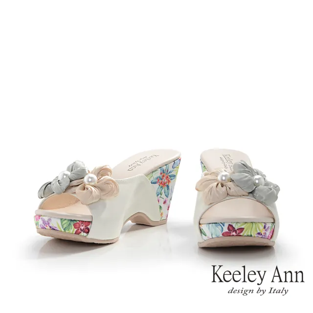 【Keeley Ann】復古花卉厚底拖鞋(米白色431303132)
