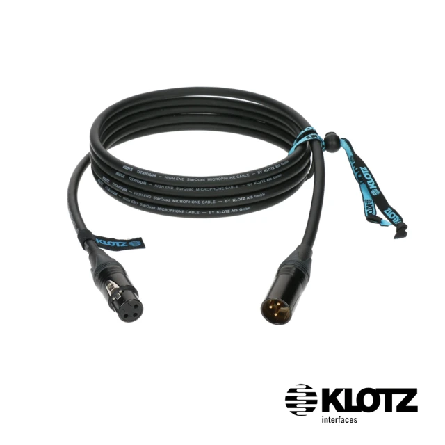 KLOTZ TITANIUM 麥克風線 1米 黑 XLR公 - XLR母 Neutrik☆(公司貨)