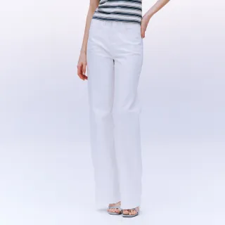 【BRAPPERS】女款 冰膚美丹寧系列-冰膚美高腰微彈寬褲(白)