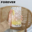 【日本FOREVER】無鉛玻璃復古款水杯/飲料杯350ml-菱紋款(4入組)