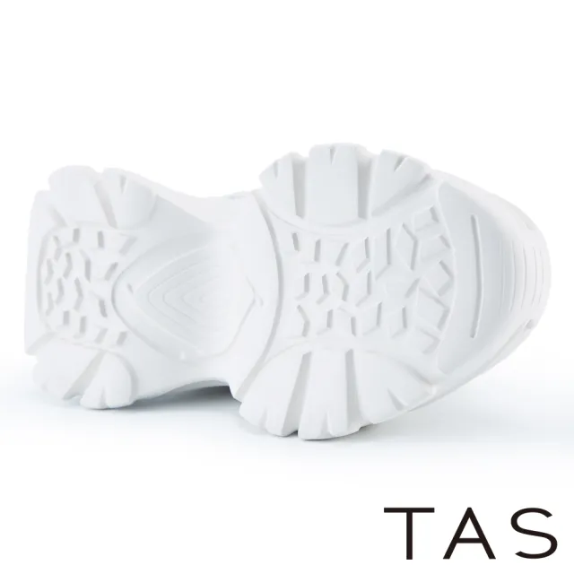 【TAS】雙材質拼接方鑽老爹厚底休閒鞋(白色)