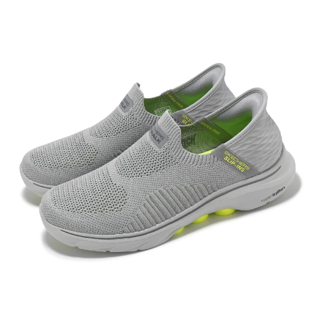 SKECHERS 休閒鞋 GO Walk 7-Conformity Slip-Ins 男鞋 灰黃 套入式 緩衝 健走鞋(216552-GRY)