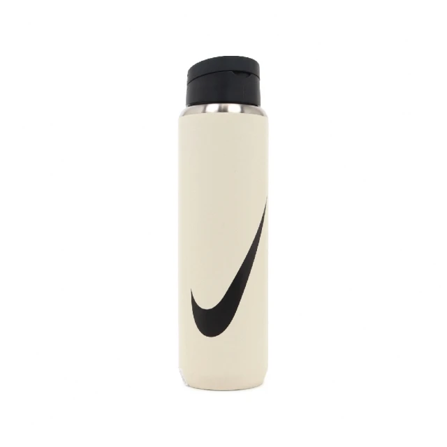 【NIKE 耐吉】水壺 Straw Bottle 24oz 象牙白 黑 不鏽鋼 可拆吸管 保冷 耐刮 運動水壺(N100969711-924)