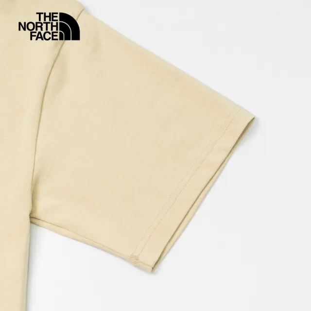 【The North Face 官方旗艦】北面UE男款米色純棉落肩設計舒適休閒短袖T恤｜885R3X4