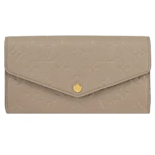 【Louis Vuitton 路易威登】LV M82256 Sarah 經典壓紋小牛皮扣式發財零錢長夾(現貨)