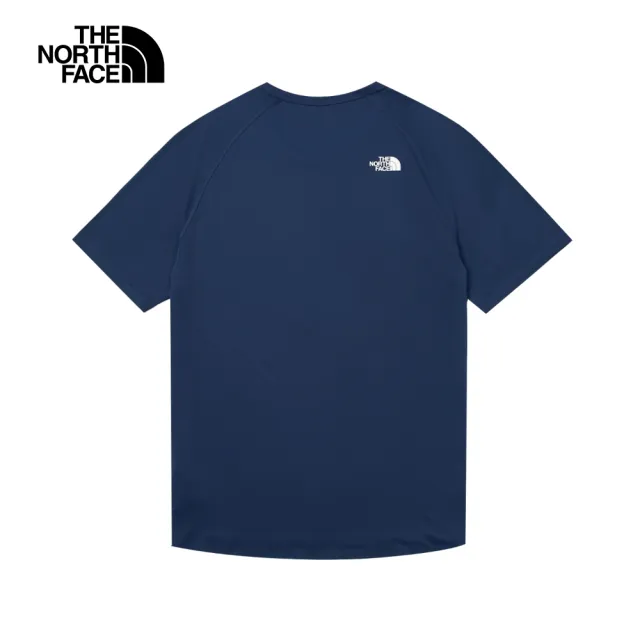 【The North Face 官方旗艦】北面男款藍色UPF防曬短袖T恤｜87W78K2(抗UV/排汗衫)