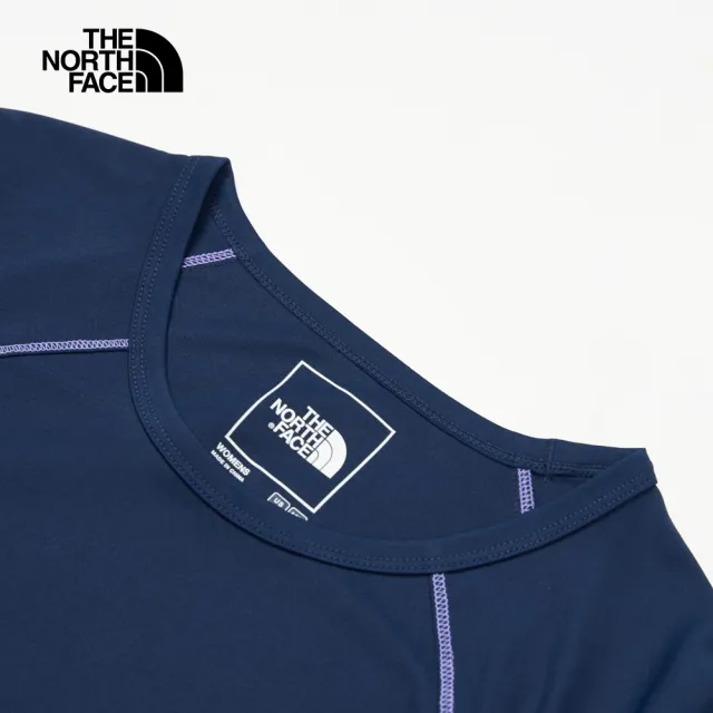 【The North Face 官方旗艦】北面女款UPF藍色吸濕排汗涼感防曬短袖T恤｜87VSTKI