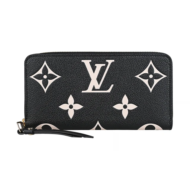 Louis Vuitton 路易威登 LV M80481 壓印LOGO Monogram Empreinte牛皮12卡拉鍊長夾(黑x米白)