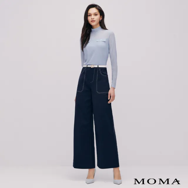 【MOMA】休閒壓線錦棉寬褲(兩色)