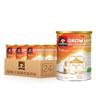 【QUAKER 桂格】三益菌成長奶粉 825g*24罐(新包裝 3號 1-4歲幼童適用)