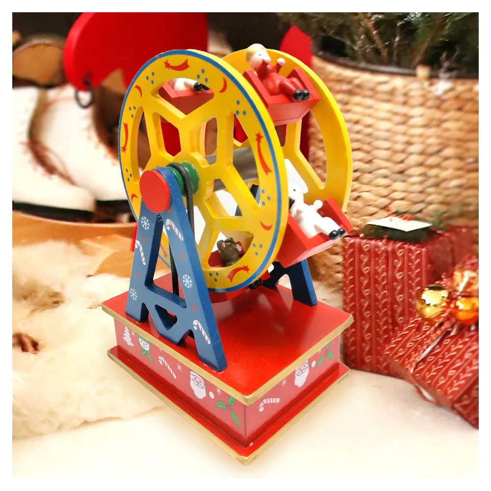 【交換禮物】摩達客-耶誕摩天輪木質音樂盒(聖誕禮物擺飾)