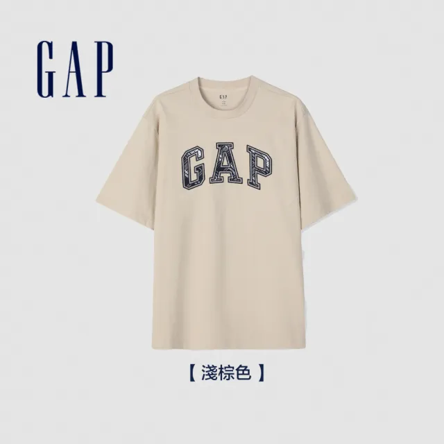 【GAP】男女同款 Logo純棉印花圓領短袖T恤 厚磅密織水洗棉系列-多色可選(885842&885838)