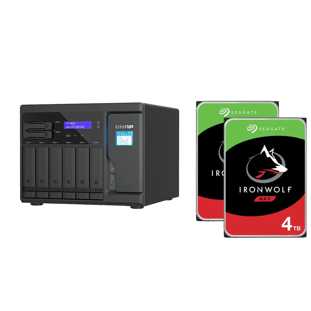 【QNAP 威聯通】搭希捷 4TB x2 ★ TS-855X-8G 16Bay NAS 網路儲存伺服器