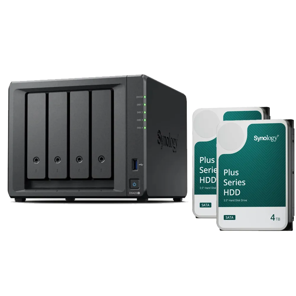 【Synology 群暉科技】搭HAT3300 4TB x2 ★ DS423+ 4Bay NAS 網路儲存伺服器