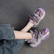 【Vecchio】真皮老爹鞋 厚底老爹鞋/真皮頭層豚皮繽紛彩色織帶厚底老爹鞋(紫)