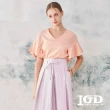 【IGD 英格麗】網路獨賣款-V領荷葉袖上衣(粉色)
