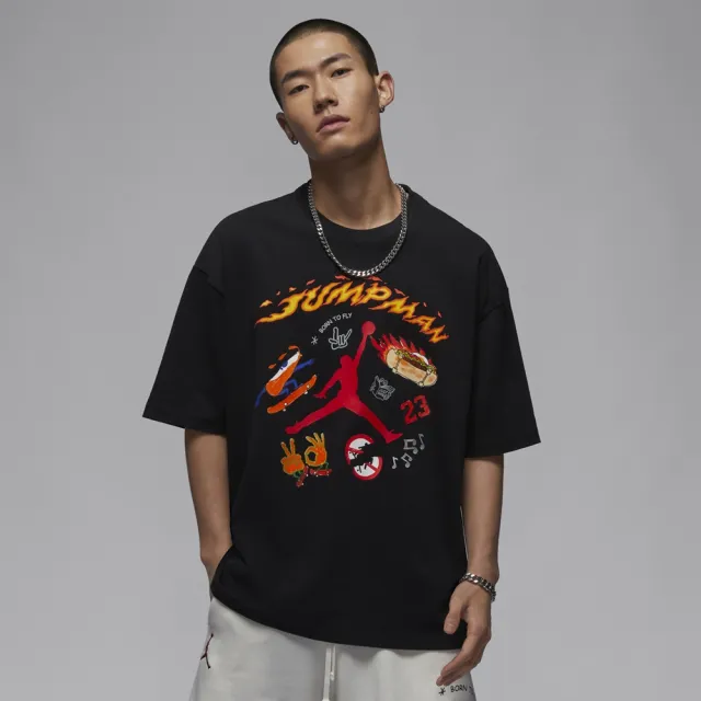 【NIKE 耐吉】短袖 上衣 T恤 運動 休閒 男 女 AS M J  SS OS CREW NECK GCEL Jordan 喬丹 黑色(HJ3965010)