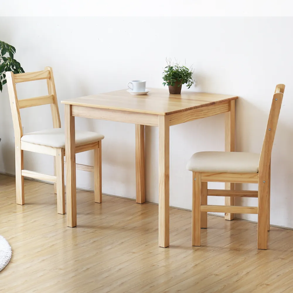 【H&D 東稻家居】達娜日式木作餐桌椅組-3件組(DIY自行組裝 一桌二椅)