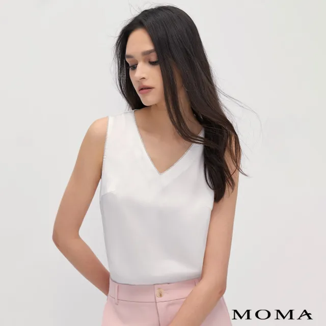 【MOMA】優雅緞面V領上衣(三色)