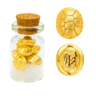 【金品坊】黃金擺件富甲天下龜殼單顆 0.27錢±0.03(純金999.9、黃金擺件、贈玻璃許願瓶)