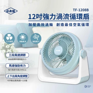 【小太陽】12吋強力渦流循環扇TF-1208B藍(超值兩入組)