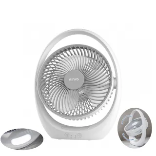 【KINYO】桌上型7吋USB靜音電風扇 USB風扇 LED照明電扇 充電桌扇(桌上型電扇)