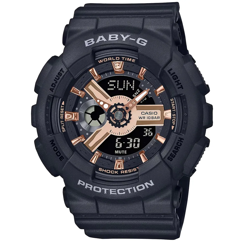 【CASIO 卡西歐】BABY-G 街頭潮流雙顯錶  禮物(新版BA-110XRG-1A/舊版BA-110RG-1A/速)