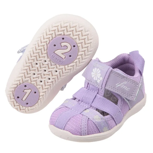 【布布童鞋】日本IFME紫色美花寶寶機能水涼鞋(P4E602F)