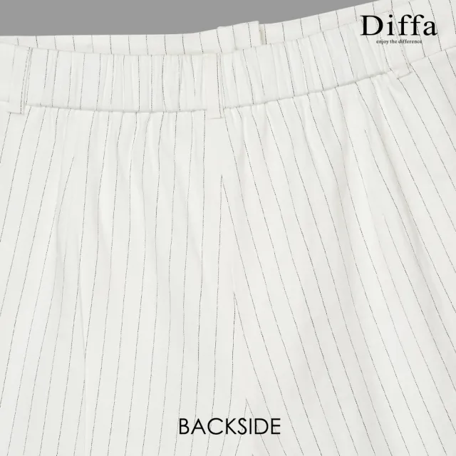 【Diffa】時尚條紋織紋短褲-女