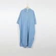 【Dailo】仿麻紋理長版長袖襯衫(藍 駝)