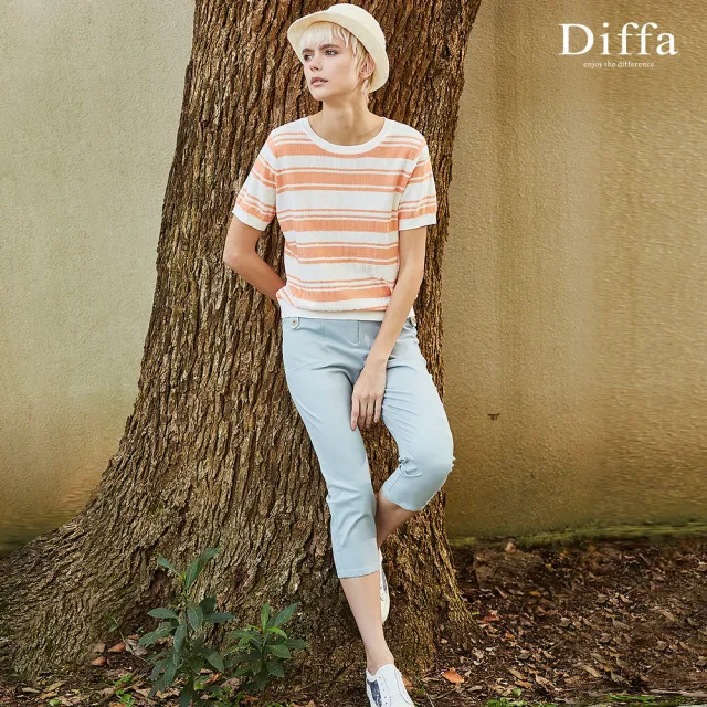 【Diffa】貼袋裝飾釦設計長褲-女