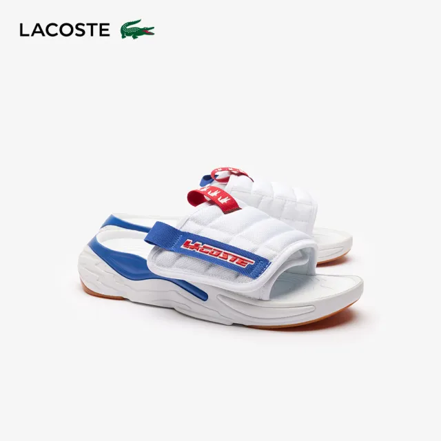 【LACOSTE】男鞋-AceSlide休閒拖鞋(藍/白色)